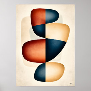 Poster Art abstrait biomorphique Japandi Harmony empilé