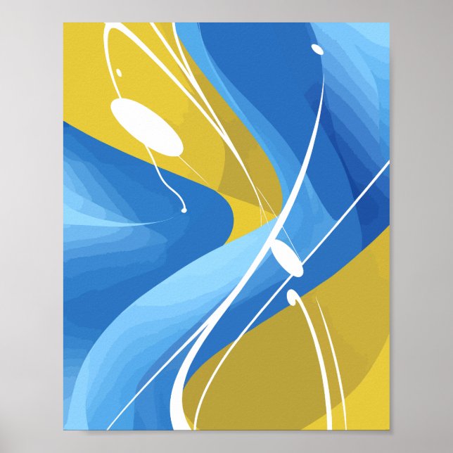 Poster Art Abstrait bleu et jaune (Devant)