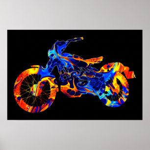 POSTER ART ABSTRAIT COLORÉ MOTOCROSS MODERNE TENDANCE
