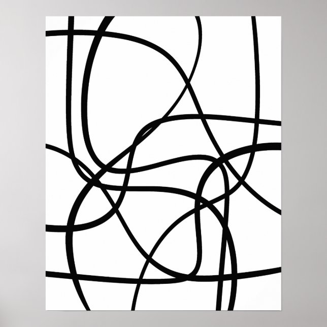 Poster Art Abstrait Contemporain Noir Et Blanc (Devant)