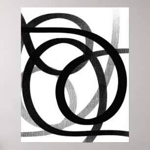 Poster Art Abstrait Contemporain Noir Et Blanc