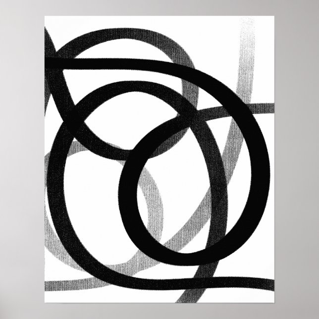 Poster Art Abstrait Contemporain Noir Et Blanc (Devant)