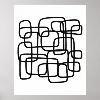 Poster Art Abstrait Contemporain Noir Et Blanc
