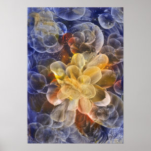 Poster Art abstrait de fleurs éclatantes peint à la main