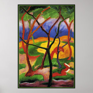 Poster art abstrait de Franz Marc, Belettes jouant