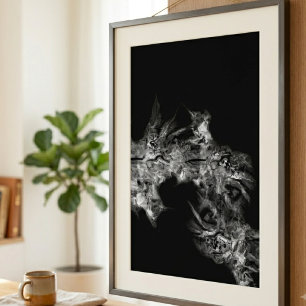 Poster Art abstrait de fumée éthérée lunatique