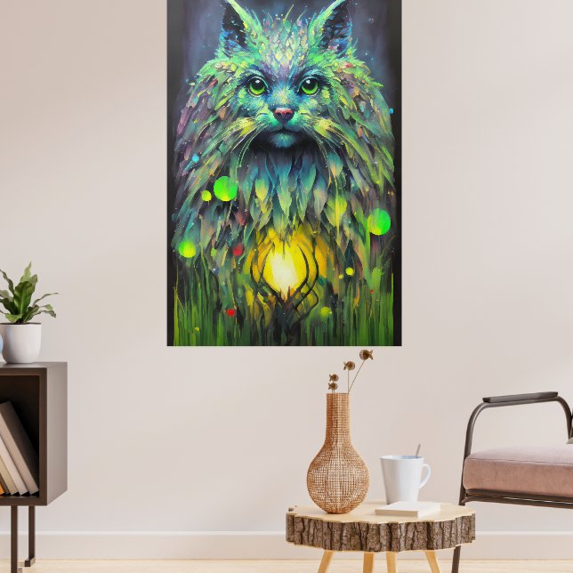 Poster Art Abstrait de l'Imaginaire de chat mystique (Salon 3)