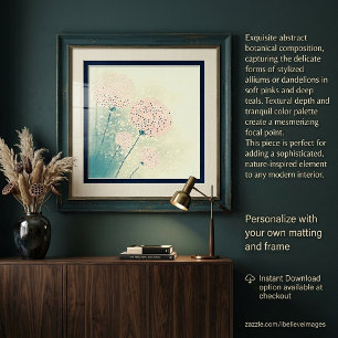 Poster Art abstrait de pissenlits roses