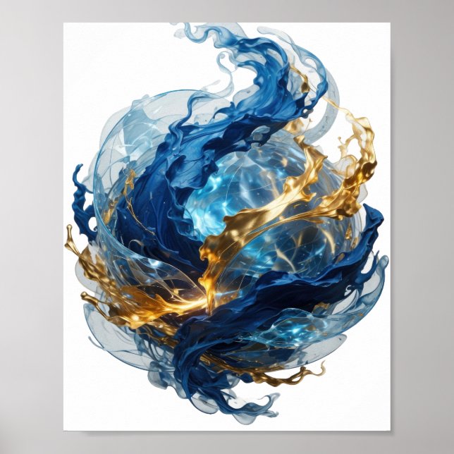 Poster Art abstrait Design abstrait Dynamique Argent v2 (Devant)