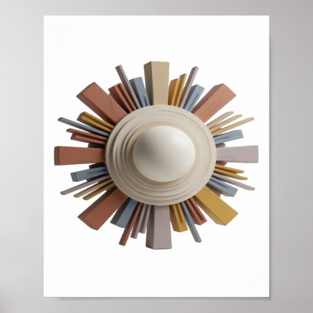 Poster ART ABSTRAIT Design Moderne Argent Clair v2 (Devant)