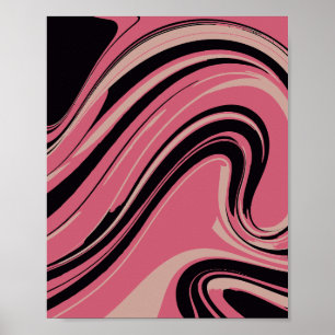Poster Art Abstrait élégant rose et noir
