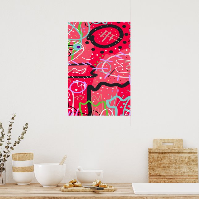 Poster Art Abstrait en rouge (Cuisine)