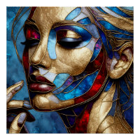 Art Abstrait en vitrail du visage d'une femme