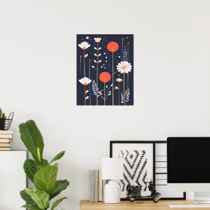 Poster Art abstrait floral lumineux