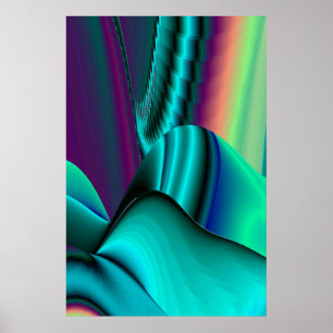 Poster Art Abstrait Futuriste 3D Arc-en-ciel Métallique