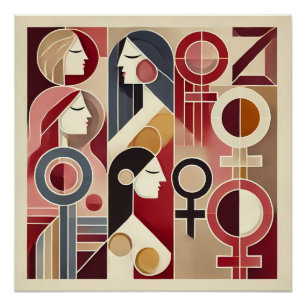 Poster Art Abstrait Géométrique Célébrant les Femmes