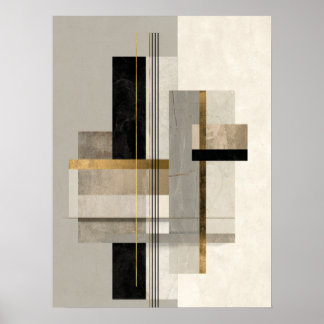 Poster Art abstrait géométrique moderne or