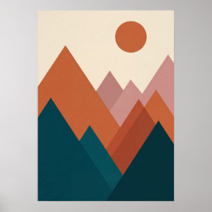 Poster : Art abstrait géométrique montagne minimaliste bo
