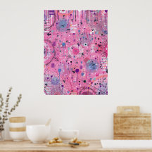 Art abstrait maximaliste rose