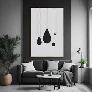 Poster Art Abstrait minimaliste noir et blanc