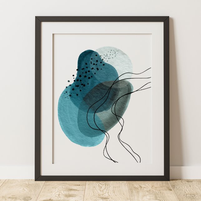 Poster Art abstrait moderne contemporain vert noir (Créateur téléchargé)
