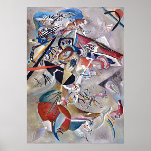 Poster Art Abstrait moderne en Gris Kandinsky