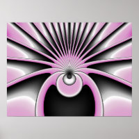 Art Abstrait moderne Fractal rose Gris noir