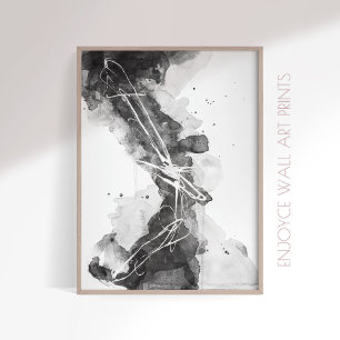 Poster Art abstrait noir et blanc impressionnant