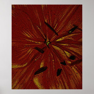 Poster art abstrait orange d'art moderne de fleur de lis
