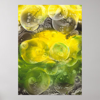 Poster Art abstrait peint à la main jaune et vert