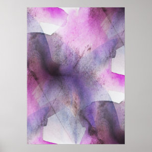 Poster art abstrait pourpre de cubisme sans couture