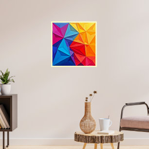 Poster Art abstrait prismatique à motifs géométriques gra
