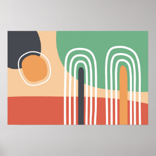 Poster Art abstrait rétro bohème