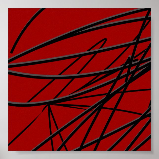 Poster Art Abstrait rouge moderne (Devant)