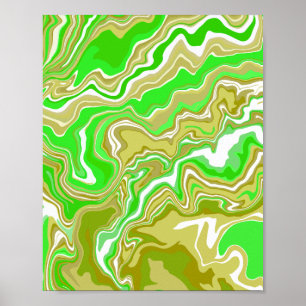 Poster Art Abstrait Terre Vert Fluide