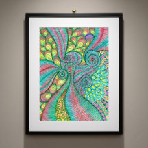 Art abstrait vibrant aux tourbillons de teintes ro