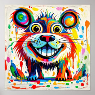 Poster Art animal abstrait coloré