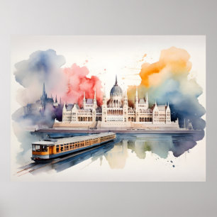 Poster art aquarelle de Budapest