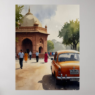Poster art aquarelle de Delhi