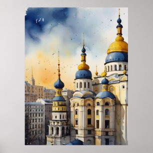 Poster art aquarelle de Kiev
