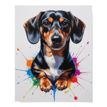 Art aquarelle de teckel coloré