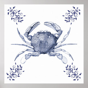 Poster Art aquatique ~ Crabe commun de l'océan Pacifique