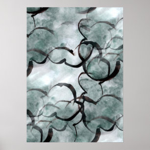 Poster art avant-garde gris, peinture à main noire