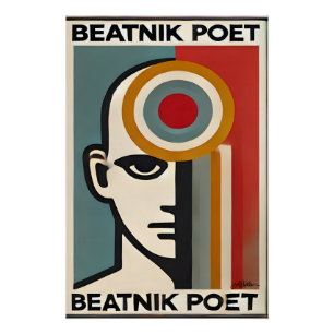 Poster Art Beatnik Poète Moderne du Milieu du Siècle