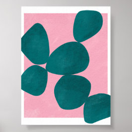 Poster Art botanique moderne en vert et rose