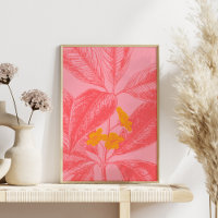 Art Botanique Stylé Leaf Nature en rose et rouge