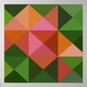 Poster Art Carré de la surface composée rose pâle vert Im