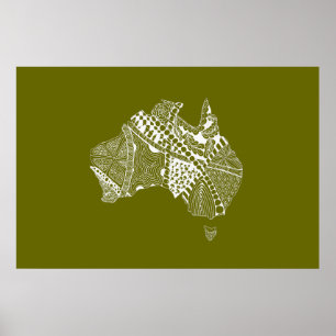 Poster Art carte australien - Choisissez votre couleur