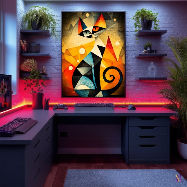 Poster Art Chat Abstrait - Design animal géométrique (Créateur téléchargé)