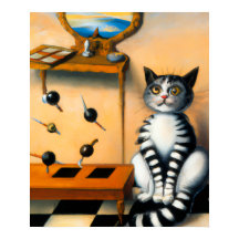 ART CHAT JOUEUR RÉTRO | Amateur de chat fantaisist